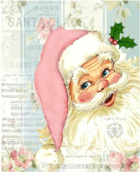 Pink Retro Santa Vintage Prints Christmas Pink Holiday Decor | Etsy Vintage Pink Christmas, Wreath Centerpiece, Santa Paintings, Victorian Santa, Pink Santa, Pink Christmas Decorations, Retro Santa, Vintage Christmas Images, Pink Holiday