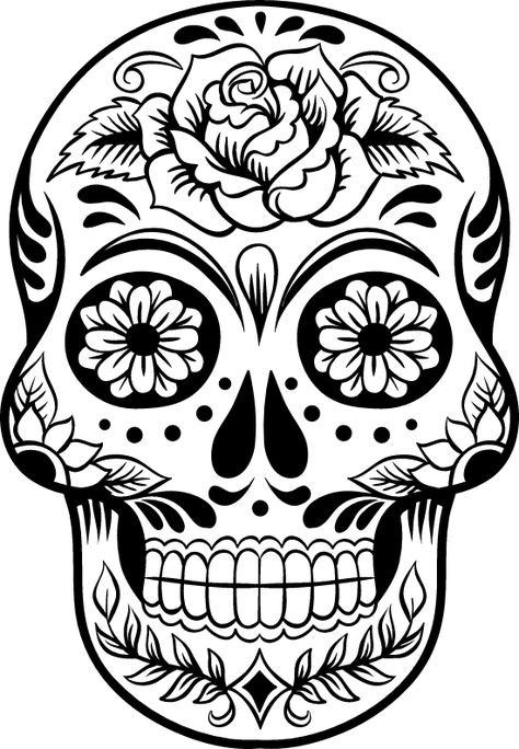 Skull Candy Tattoo, Sugar Skull Stencil, Wallpaper Trippy, Candy Skull Tattoo, Sugar Skull Drawing, Skull Template, Skull Coloring, Tattoo Diy, Skull Stencil