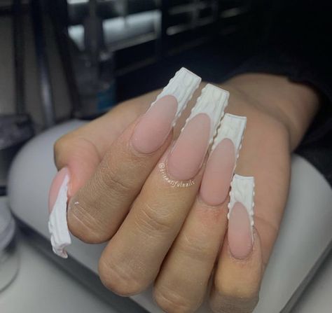 White French Tip Sweater Nails, Sweater Nails, Makeup Tattoos, Short Acrylic Nails Designs, French Manicure, Short Acrylic Nails, Pretty Acrylic Nails, Wedding Nails, Dope Nails