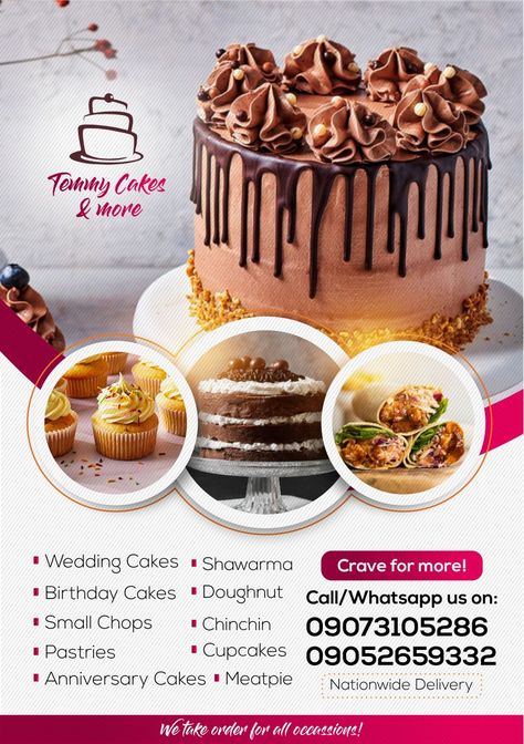 Call or WhatsApp 08024488630 Cakes Banner Design, Cake Business Flyer Design, Cake Flyer Design Ideas, Bakery Flyer Design Ideas, Cake Banner Design, Cake Poster Design Ideas, Cake Flyer Design, Bakery Signs, Bakery Flyer