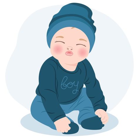 Cute cheerful baby boy in blue clothes, newborn baby boy. Children's card, print, illustration, vector Baby Boy Illustration, Newborn Clipart, Baby Boy Images, Blue Characters, Baby Boy Art, Gold Drawing, Blue Clothes, Baby Boy Cards, Baby Boy Scrapbook