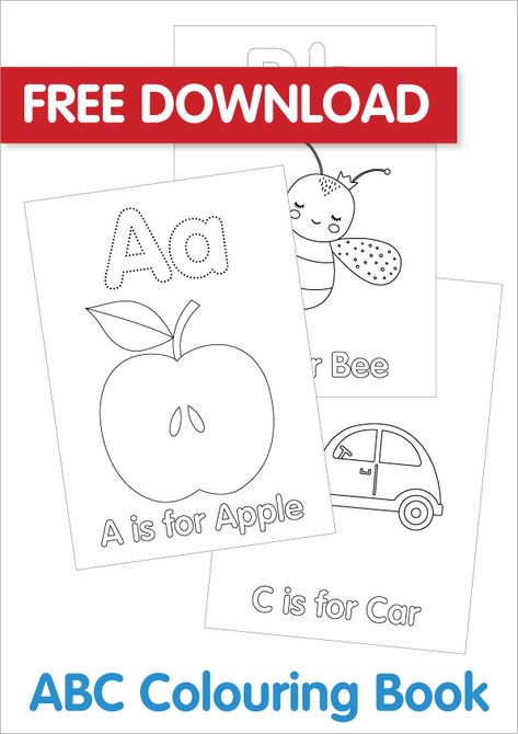 Free Colouring Pages For Kids- ABCs Abc Coloring Book Free Printable, Alphabet Colouring In Free Printable, Abc Book Printable Free, Baby Shower Abc Book Printable Free, Abc Printables Free Prints, Prek Lessons, Alphabet Colouring, Free Colouring Pages, Planner Making