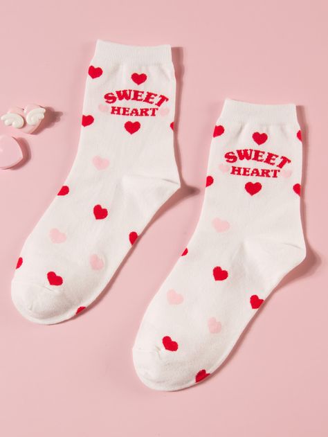 2024 Word, Valentine Socks, Crew Socks Women, Valentines Socks, Heart Wave, Socks Design, Lovecore Aesthetic, Heart Socks, Pattern Socks