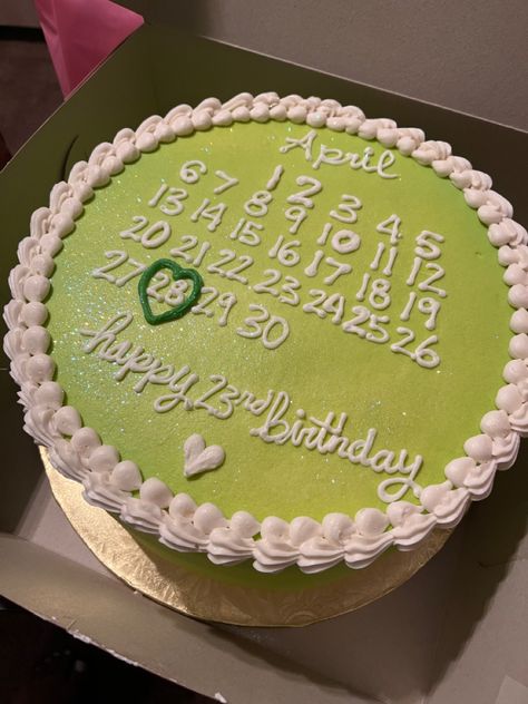 Chartreuse Calendar Cake - April 28th April Cake Birthday, 20 April Birthday, 28 On The 28th Birthday, April Birthday Cake Ideas, April Birthday Aesthetic, Taurus Szn Cake, 23rd Bday Cake, Taurus Cake Ideas, 24 Th Birthday