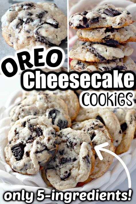 Easy Delicious Cookies, Biscotti Cheesecake, Oreo Cookie Recipes, Oreo Cheesecake Cookies, Oreo Desserts, Oreo Dessert Recipes, Cheesecake Oreo, Oreo Recipes, Cheesecake Cookies