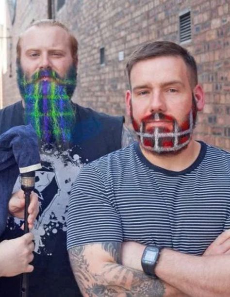 Men in Glasgow are giving their beards tartan makeovers Glitter Jordans, Glitter Beard, Glitter Beards, Beard Images, Glitter Vans, Glitter Pants, Glitter Tip Nails, Beard Humor, Beard Colour