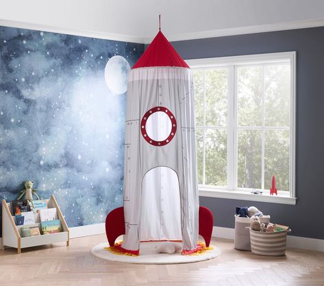 Rocket Playhouse, Bed Canopies, Retro Rocket, Space Room, Big Boy Room, Space Theme, Canopies, Toddler Room, Kid Spaces