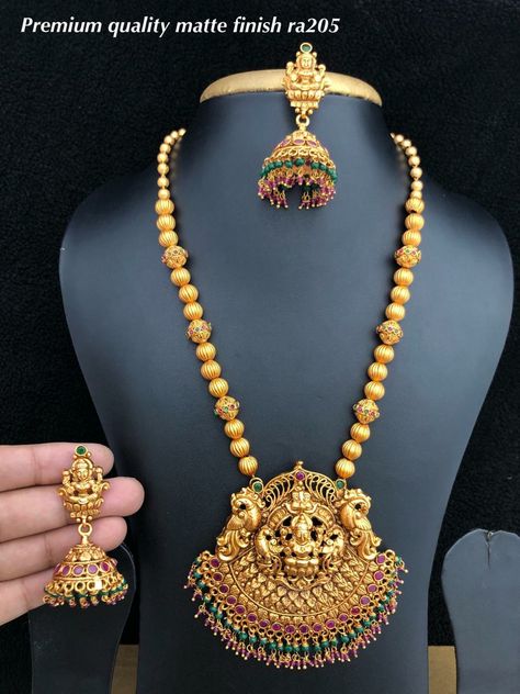 Lakshmi Devi Dollar Gold, Lakshmi Devi Pendants Gold, Jewllary Design, Mini Haram, Baby Jewelry Gold, Indian Gold Necklace Designs, Matte Gold Necklace, Lakshmi Devi, Pendant Designs