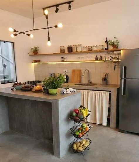 Cottage Shabby Chic, Small Kitchen Decor, Casa Vintage, Concrete Kitchen, Kitchen Design Plans, House Design Kitchen, Boho Kitchen, Simple Kitchen, Home Design Decor