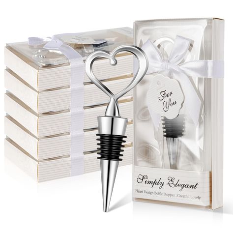 PRICES MAY VARY. Ultra-Durable Material: Made of high-quality metal, these heart wine stoppers are durable and long-lasting, ensuring that your wine stays fresh and flavorful for as long as you need. Elegant Design: The silver heart design adds a touch of elegance and charm to your wine bottles, making them perfect for wedding favors or bridal shower party gifts. Versatile Use: These wine stoppers are not only suitable for wine bottles, but also for champagne bottles, making them a versatile add Elegant Bridal Shower Ideas, Bridal Shower Favors For Guests, Mini Prosecco Bottles, Wine Stopper Wedding Favors, Bridal Shower Wine Theme, Party Souvenirs, Wine Wedding Favors, Bridal Shower Wine, Favors Ideas