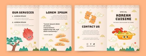 Hand drawn korean restaurant brochure | Free Vector #Freepik #freevector #culinary #traditional-food #tasty-food #food-flat Restaurant Brochures, Korean Restaurant, Vector Hand, Lorem Ipsum, Graphic Resources, Hand Drawn, Vector Free, How To Draw Hands, Restaurant