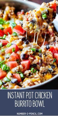 Instant Pot Chicken Burrito Bowl, Rice Black Beans, Wallpaper Food, Burrito Bowls Recipe, Chicken Burrito, Chicken Burrito Bowl, Meal Prep Plans, Chicken Burritos, Best Instant Pot Recipe