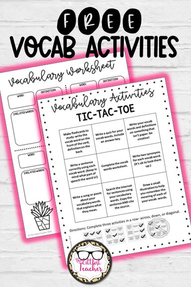 Change up your vocab practice with this fun vocabulary activities choice menu!   Perfect for homework, bell work, extra credit, or to leave as sub plans!   #vocab #ELA #iTeachtoo #TheLittlestTeacher