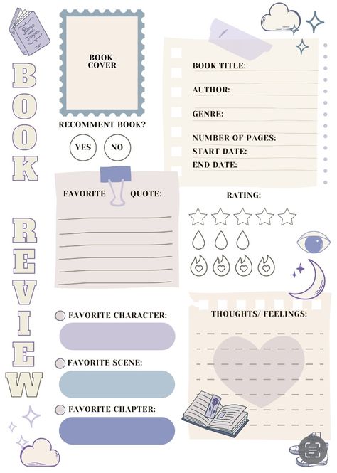 Book Journal Ideas Digital, Book Review Page Ideas, Reading Log Aesthetic, Reading Journal Book Review Page, Book Digital Journal, Ipad Reading Journal Template, Book Journal Book Review, Book Checklist Template, Book Review Journal Template