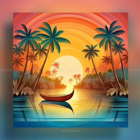 Snake boat in backwaters, sunrise background, Onam theme illustration image Onam Theme, Onam Poster, Happy Onam Wishes, Onam Wishes, Sunrise Background, Theme Illustration, Poster Images, Onam Festival, Creative Branding Design