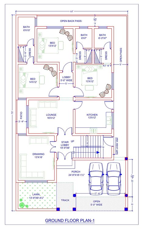 10 marlas house beautiful 2d plan 2d Home Plan, 40x70 House Plans, Civil Engineering Drawings, 2d House Plan, Exterior Elevation Design, Smart House Plans, 10 Marla House Plan, 30x50 House Plans, Drawing House Plans