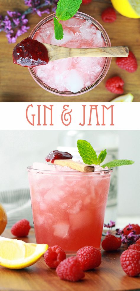 Jam Jar Drinks, Jam Cocktails Drink Recipes, Jam Jar Cocktails, Gin And Jam Cocktail, Gin Cocktails Easy, Gin And Juice Recipe, Jam Cocktails, Gin And Jam, Gin And Tonic Recipe