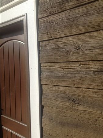 Weathered Wood Siding, Rustic Wood Panels | Faux Stone Sheets Rustic Wood Siding Exterior, Rustic House Siding Ideas Exterior, Faux Wood Vinyl Siding, Vinyl Siding That Looks Like Wood, Faux Wood Exterior Siding, Siding That Looks Like Wood, Rustic Siding Exterior, Exterior Wood Paneling, Wood Vinyl Siding