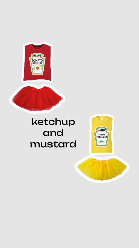 Mustard Costume, Ketchup Costume, Ketchup And Mustard, Matching Halloween Costumes, Heinz Ketchup, Heinz Tomato Ketchup, Duo Halloween Costumes, Dress Up Day, Matching Halloween