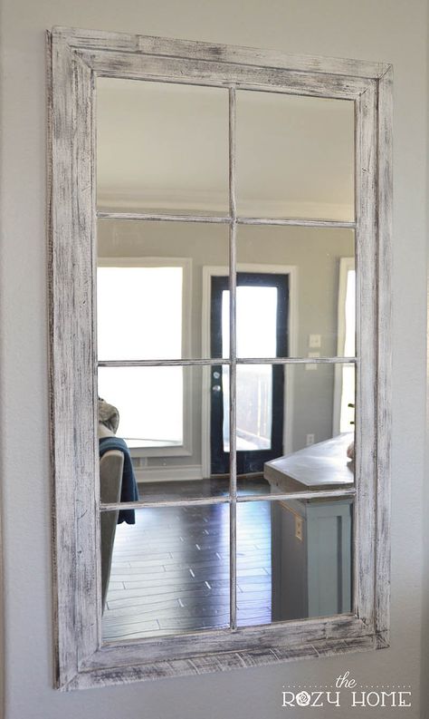 DIY RH French Window Pane Oversized Mirror The Rozy Home Old Window Frame, Old Mirror, Window Frame, The Wall, Mirror, Frame, Wall