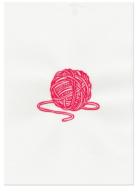 Yarn Tattoo, Knitting Tattoo, Crochet Tattoo, Ball Drawing, Handpoke Tattoo, Design Circle, Ball Of Yarn, Karten Design, Riso Print