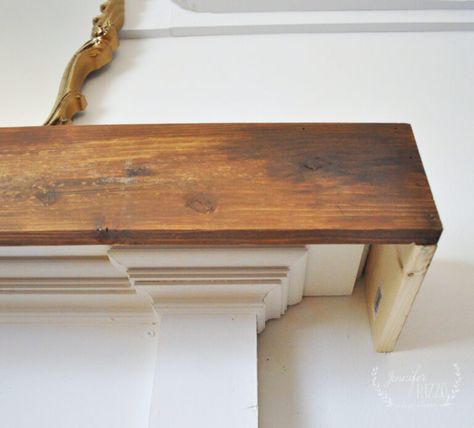 Build a DIY Faux Beam Fireplace Mantel Cover #fauxmantelidea #fixerupper #farmhousestyle #midcenturymodern #fauxbeammantel #diyfauxbeammantel Mantle Remodel Before And After, Remove Fireplace Mantle, Faux Brick Wall With Fireplace, Living Room Fireplace Color Ideas, New Fireplace Mantle, Simple Neutral Mantle Decor, Cover Fireplace Mantle, Diy Outside Fireplace How To Build, Fireplace Mantel Cover