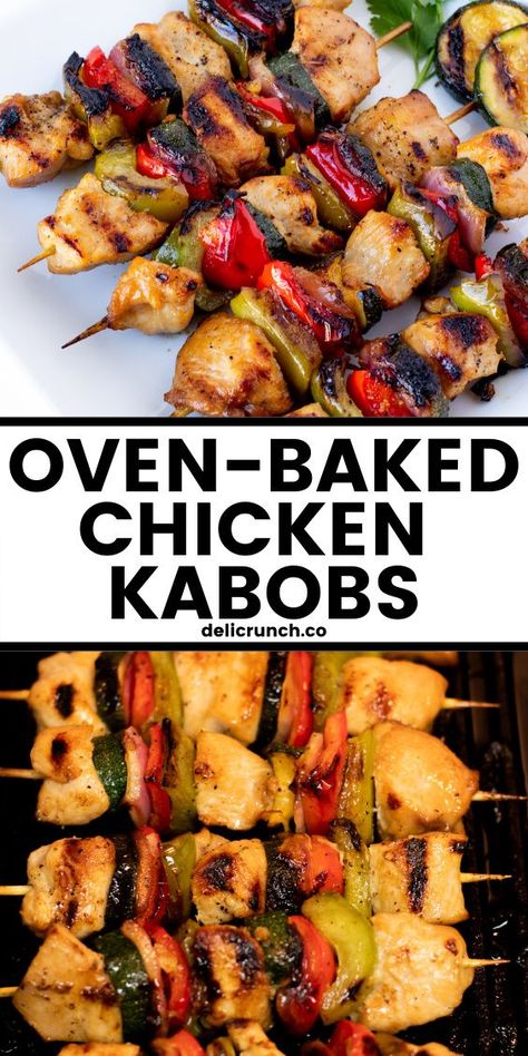 Chicken Kebabs In Oven, Kabobs Marinade, Oven Chicken Kabobs, Chicken And Veggie Skewers, Chicken Skewers Marinade, Kabob Marinade Recipes, Chicken Kabob Marinade, Recipe With Vegetables, Juicy Grilled Chicken