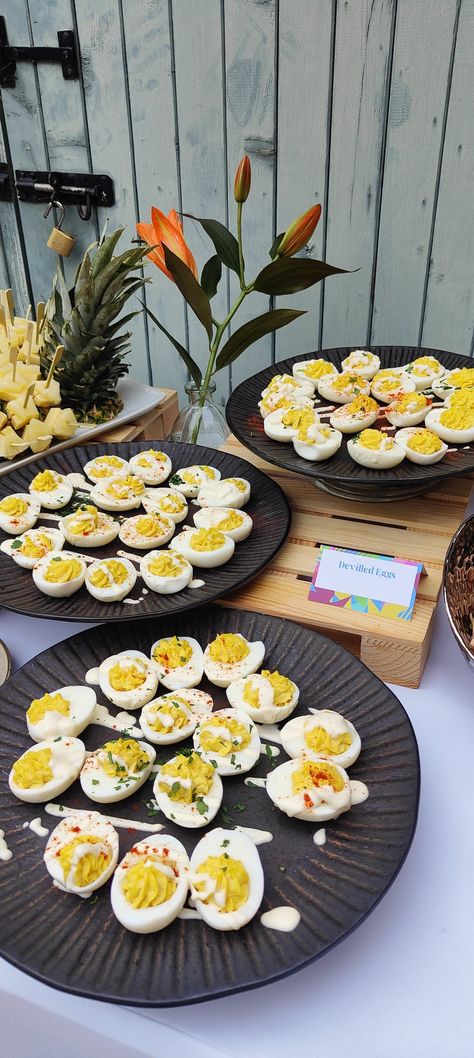 Devilled Eggs- A classic 80's food 80’s Party Food, 80s Snacks, 80s Party Foods, School Party Food, 80s Food, Garden Party Recipes, Devilled Eggs, 80s Theme Party, 80s Theme