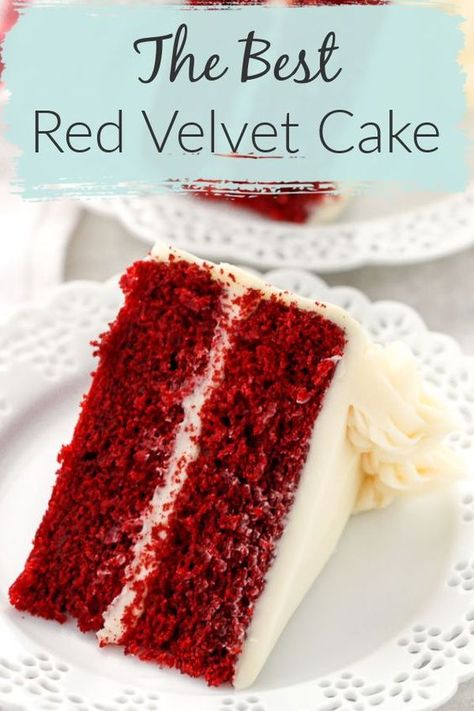 This cake is a delicious red velvet recipe from Live Well Bake Often! With a vanilla flavor, this cake has a hint of chocolate in it as well. This cake is incredibly soft, moist, and buttery. Top off the best red velvet cake with an easy, homemade cream cheese frosting. This recipe is the best recipe for red velvet cake you will find! #redvelvet #cake #redvelvetcake #homemade #dessert #creamcheesefrosting #dessert #cakerecipe Red Velvet Cake Recipe Easy, Southern Red Velvet Cake, Redvelvet Cake, Best Red Velvet Cake, Bolo Red Velvet, Red Velvet Cake Recipe, Velvet Cake Recipes, Vanilla Flavor, Delicious Cream