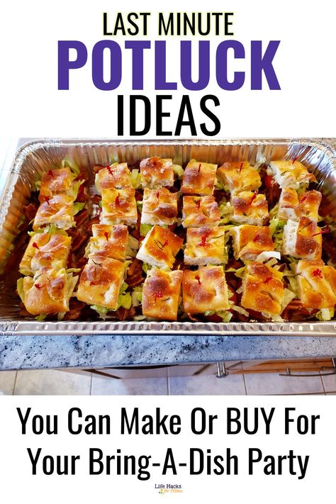 Easy Party Main Dishes, Bbq Pot Luck Ideas, Summer Potluck Dishes Lunches, Neighborhood Potluck Ideas, Summer Potluck Main Dish, Pot Luck Sandwiches, Preschool Potluck Ideas, Potluck For Work Ideas, Make Ahead Party Food Main Dishes