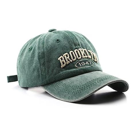 Vintage Brooklyn, Bone Bordado, Distressed Baseball Cap, T-shirt Broderie, Gray Cap, Vintage Baseball Caps, Mens Sun Hats, Green Cap, Red Cap