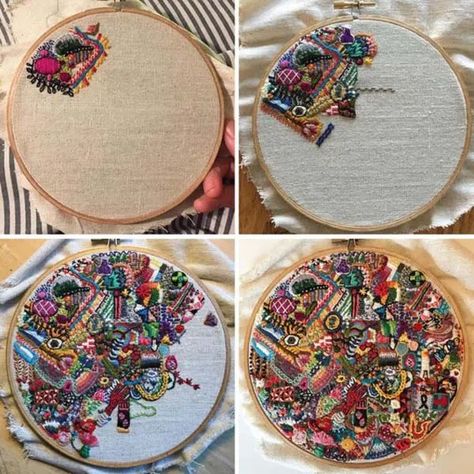 365 Days of Stitches – a maker's circle Embroidery Projects Ideas, Trendy Embroidery, Ideas Embroidery, Stitches Embroidery, Contemporary Embroidery, Textile Fiber Art, Brown Paper Bag, Modern Embroidery, Embroidery Hoop Art