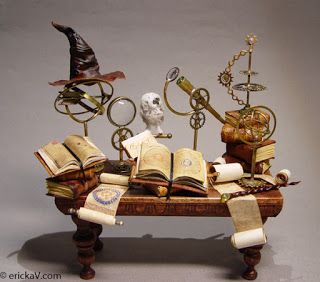 EV Miniatures Miniature Wizard Room, Miniature Chemistry Lab, Harry Potter Miniatures, Harry Potter Sorting, Harry Potter Sorting Hat, Wooden Wand, Haunted Dollhouse, Brass Instruments, Halloween Miniatures