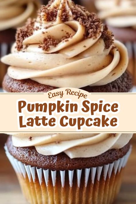 Discover the joy of making Pumpkin Spice Latte Cupcakes with this simple recipe. It combines the warm spices of cinnamon, nutmeg, and ginger with a hint of coffee, perfectly capturing the essence of the beloved fall drink in a cupcake form. Ideal for cozy autumn gatherings or as a sweet treat with your coffee. Bake these today and enjoy the taste of fall! 🎃☕ Pumpkin Spice Cupcakes Easy Cake Mixes, Pumpkin Chai Latte Cupcakes, Pumpkin Spice Icing, Pumpkin Spice Cupcakes Recipe, Pumpkin Spice Recipes Baking, Pumpkin Spice Cupcakes Easy, Pumpkin Dessert Ideas, Pumpkin Latte Cupcakes, Cinnamon Cupcakes Recipe