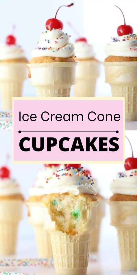 Ice Cream Cone Cupcake Ice Cream Cone Themed Cupcakes, Cupcake In Ice Cream Cone How To Make, Cupcakes With Ice Cream Cones, Baking Cupcakes In Ice Cream Cones, Ice Cream Cone Birthday Party, Birthday Ice Cream Sundae, Desserts With Ice Cream Cones, I E Cream Cone Cupcakes, I’ve Cream Cupcakes