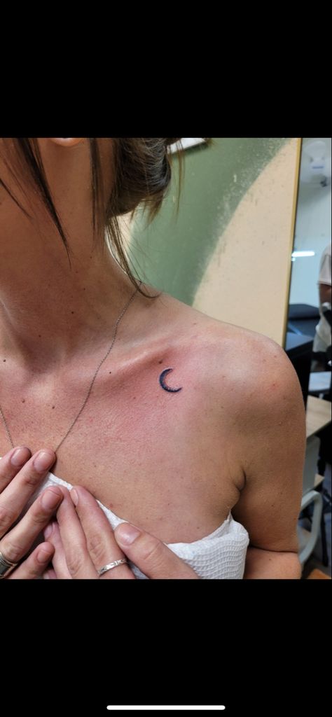 Matching Collarbone Tattoo, Squirrel Tattoo, Half Moon Tattoo, Crescent Moon Tattoo, Bone Tattoos, C Tattoo, Collar Bone Tattoo, Collar Bone, Tat Ideas