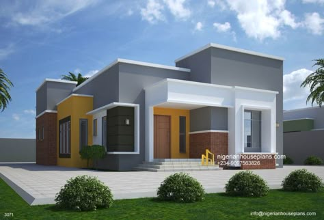 NIGERIAN HOUSE PLANS - Your One Stop Building Project Solutions Center Nigerian House Plans, Flat Roof House Designs, Contemporary Bungalow, Flat Roof Design, Building Design Plan, Flat Roof House, Bungalow Floor Plans, My House Plans, House Roof Design