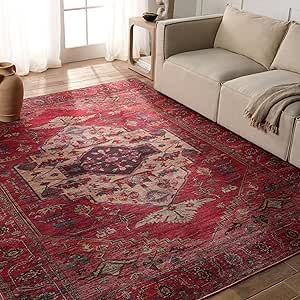 Achieve bohemian bliss with eclectic patterns, vibrant colors, and a cozy boho-chic rug. Shop Sara Taylor's Amazon recommendations Red Brown Living Room, Red Boho Bedroom, Amazon Recommendations, Boho Bedroom Rug, Brown Leather Furniture, Bold Bedroom, Cozy Boho, 5x8 Area Rugs, Area Rug Boho