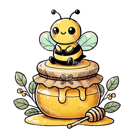 Honeybee Clipart, Cute Bee Drawing, Honey Bee Cartoon, Cartoon Bees, Honey Bee Clipart, Kawaii Bee, Bee Illustrations, Honey Bee Design, Cute Honey Bee