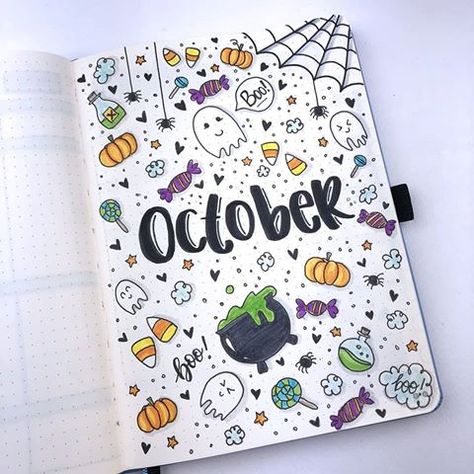 Bullet Journal October, Bullet Journal Month, Bullet Journal 2020, Bullet Journal 2019, Bullet Journal Cover Ideas, Bullet Journal Mood, Bullet Journal Aesthetic, Bullet Journal Notebook, Buku Skrap