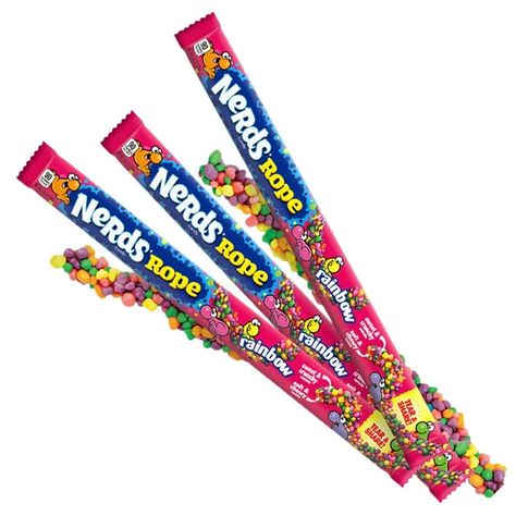 Rainbow Nerds Rope is a variation on classic Nerds, those small tart pebbles of candy that became an instant hit when Wonka introduced it in the 1980s. Rainbow Rope combines the crunchy texture of Nerds with a sweet gummy center so there's tiny, tangy, tart berry-flavored Nerds on the outside and stretchy, chewy, gummy inside. *** Each is sold individually. **** PLEASE NOTE - WE ARE NOT RESPONSIBLE FOR CANDY MELTING IN THE MAIL. IF YOU ARE CONSIDERING ORDERING SOMETHING THAT COULD MELT PLEASE KEEP THIS IN MIND. WE WILL NOT REFUND FOR MELTED CANDY. ALL CANDY IS FINAL SALE *** Rope Rainbow, Nerds Rope, Spring Easter Basket, Nerds Candy, Go To The Cinema, Train Gifts, Garden Lover Gifts, Delicious Treats, Pick And Mix