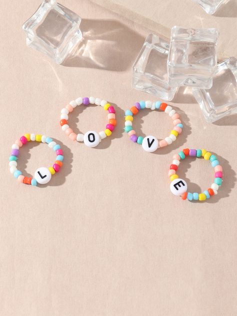 Multicolor Fashionable   Polyresin      Jewelry Diy Beaded Rings, Beaded Ring, Phone Charms, Diy Rings, Beaded Accessories, Rings For Girls, Beaded Rings, Phone Charm, Diy Beads