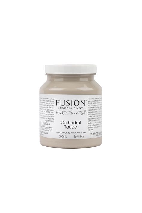 Cathedral Taupe - A sophisticated taupe inspired by the architectural beauty of its namesake. This goes-with-anything shade delights with a soft pink undertone. FUSION™ IS UNLIKE ANY OTHER PAINT ON THE MARKET!Easy to apply with a smooth matte finish, Fusion™ requires minimal prep work, no finishing coat, waxing or on-going maintenance!Fusion™ is not your average paint that you buy at the hardware store. Each and every ingredient in our formulation is carefully selected, evaluated and tested to t Homestead House, Fusion Paint, Fusion Mineral Paint, Mineral Paint, Milk Paint, Paint Furniture, Annie Sloan, Paint Cans, Easy Paintings