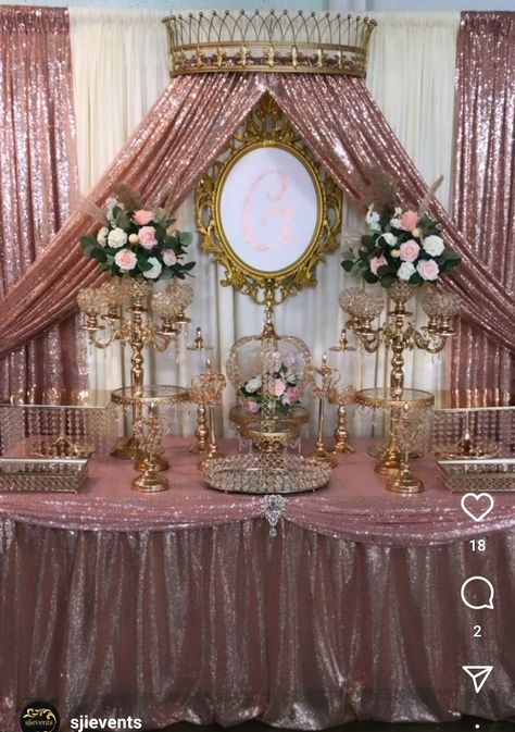 Gold And Ivory Quinceanera Theme, 15 Backdrop Party Ideas, Princess Aurora Quinceanera Theme, Aurora Themed Quinceanera, Pink And Gold Quinceanera Decorations, Quinceanera Rose Gold Theme, Royal Quinceanera Theme, Aurora Quinceanera Theme, Royalty Quinceanera Theme