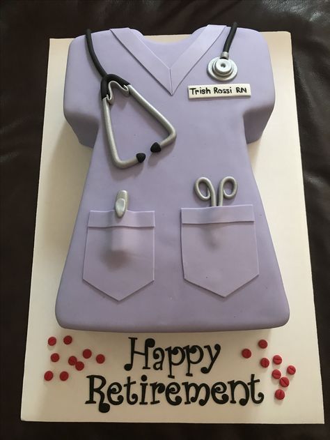 Nurse Scrubs Retirement Cake Retirement Cake For Nurse, Retired Nurse Cake, Nursing Retirement Cake, Nurse Retirement Cake Ideas, Nurse Graduate Cake, Nursing Cake Ideas, Nursing Retirement Party Ideas, Nurse Graduation Cake Ideas, Nurse Cake Ideas Simple