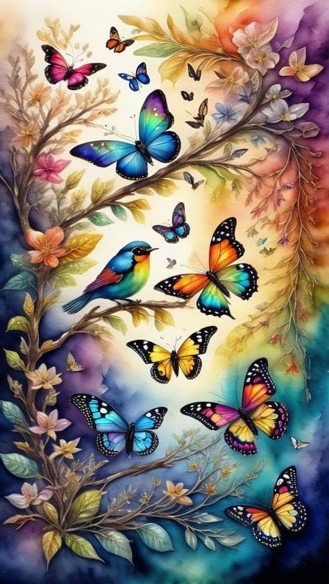 Beautiful Butterfly Pictures, Diamond Art Kits, Butterfly Art Painting, Butterfly Wallpaper Backgrounds, Beautiful Butterflies Art, Lovely Flowers Wallpaper, Butterflies And Flowers, Butterfly Pictures, Gems Art