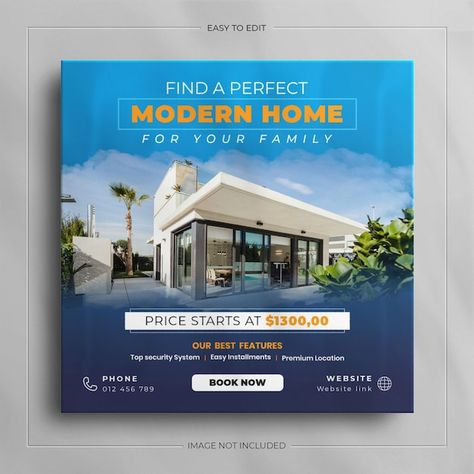 Properties Social Media Design, Real Estate Banner Design Social Media, Property Design Social Media, Real Estate Poster Design Creative, Real Estate Social Media Posts Ideas, House Poster Design, Real Estate Banner Design, Real Estate Posters, Real Estate Poster Design