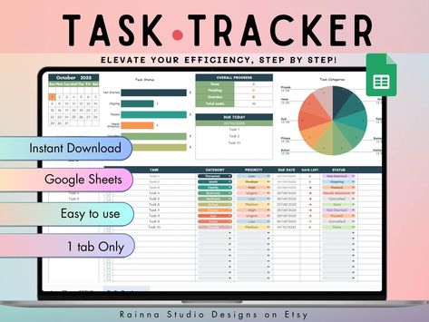 "Maximizing productivity with this To-Do List Spreadsheet Keep your tasks organized and on track with the help of a digital tracker . This Google Sheets Template will help you effectively manage daily activities and plan for the future. The beauty of this Task Planner is that you can tailor it to your specific needs, whether it's adding or removing columns, adjusting formatting, or setting up automatic reminders to help meet important deadlines. ➻ Important  1. This is a digital download; no phy To Do List Excel Template, Excel Templates Design, Project Task List Template, Excel To Do List Template, Google Sheets Task Tracker, Homework Tracker Template, Google Sheets Project Management, Aesthetic Excel Spreadsheet, Free Google Sheets Templates