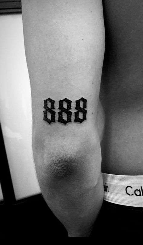 888 ~  Angels Numbers ~  Small tatto man 888 Tattoo, 88 Tattoo, Above Elbow Tattoo, 777 Tattoo, Tato Minimal, Simple Tattoos For Guys, Omerta Tattoo, New Tattoo Designs, Elbow Tattoos