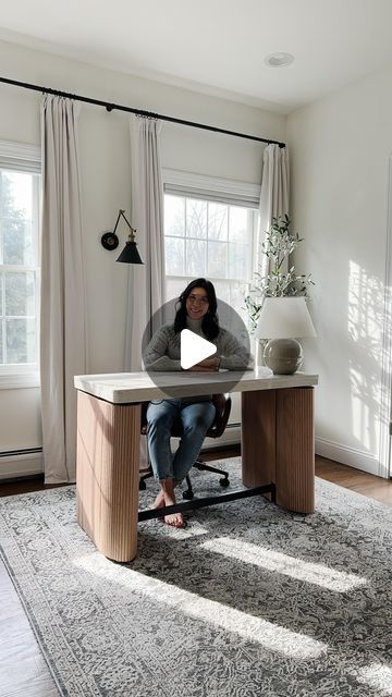 Lisa Chun on Instagram: "✨ DIY Tutorial ✨ for this MUCH requested standing desk cover is up on my blog! Like this post and comment “LINKS” for the step by step tutorial and all office sources. It took my plain ole black standing desk and made it a beautiful fully functional modern centerpiece for my office. Many months later, I am still in loooove. What do you think? 🥰" Standing Desk Home Office Layout, Built In Standing Desk, Home Office Standing Desk Ideas, Small Office Ideas Home, Home Office Space Ideas, His And Hers Office, Standing Desk Home Office, Masculine Home Offices, Ikea Standing Desk